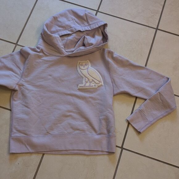 OVO Cropped Hoodie Light Lvender Purple Owl Design Drake Size M - Picture 2 of 9